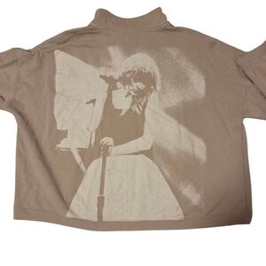 Taylor Swift Graphic Pullover Polo Sweatshirt Women's 4XL Long Sleeve Khaki Tan